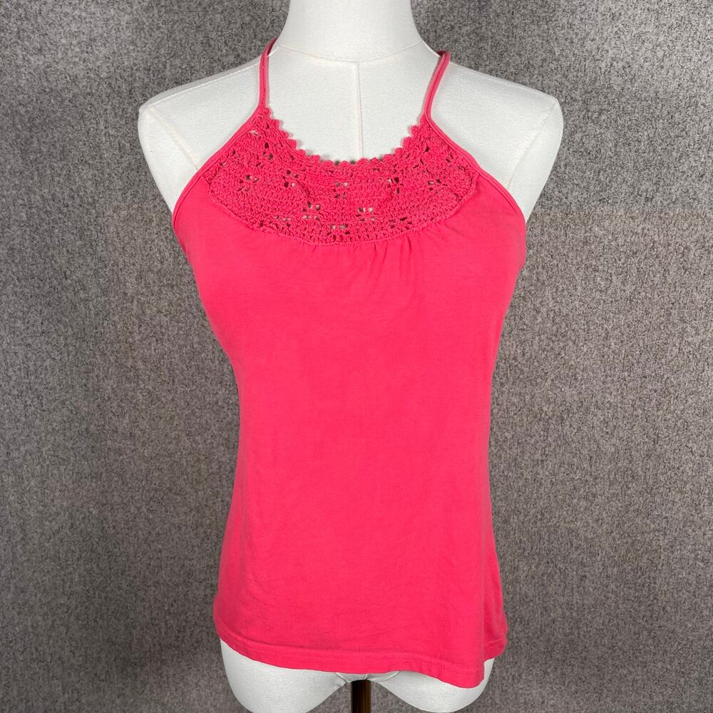VTG Y2K 90s Women's Halter Tie Pink Beachy Sleeveless Festival Top Size M